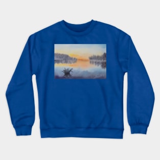 Sunset over a lake and forest Crewneck Sweatshirt